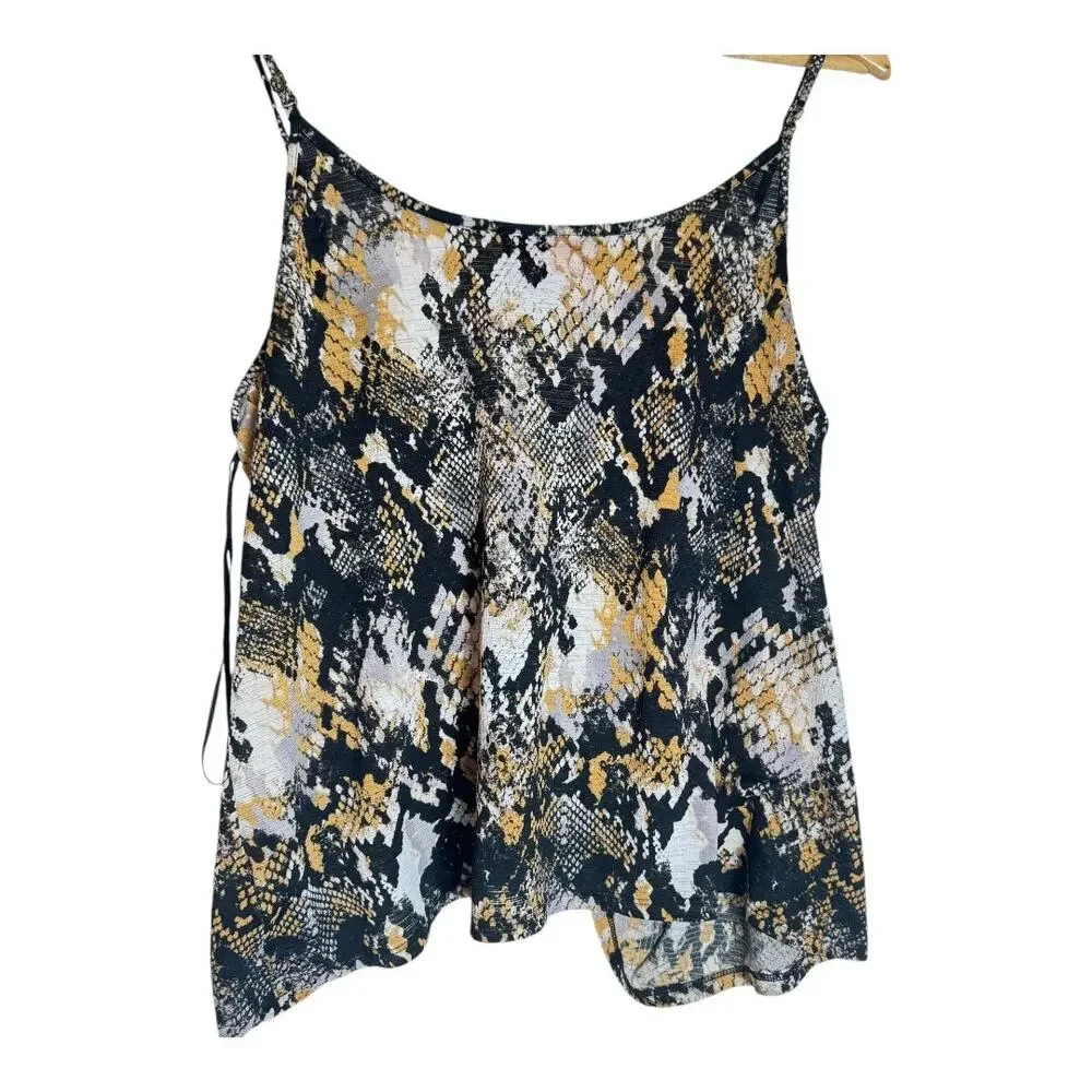 Womens Jennifer Lopez Black & Gold Snake Print Camisole Boho Chic Size XL - Picture 1 of 6